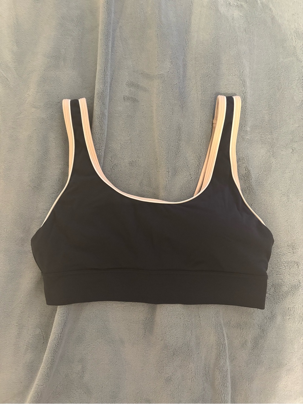 Athleta Navy Sports Bra with Pink & Cream Trim